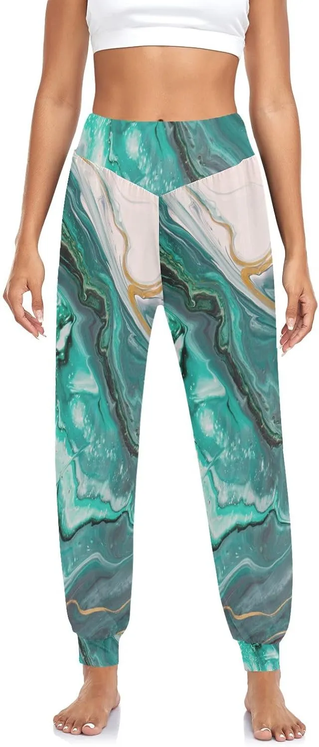 Poeticcity Women Thin Trousers Lounge Harem Sweatpants Yoga Leggings Dance Pants(S-2XL)