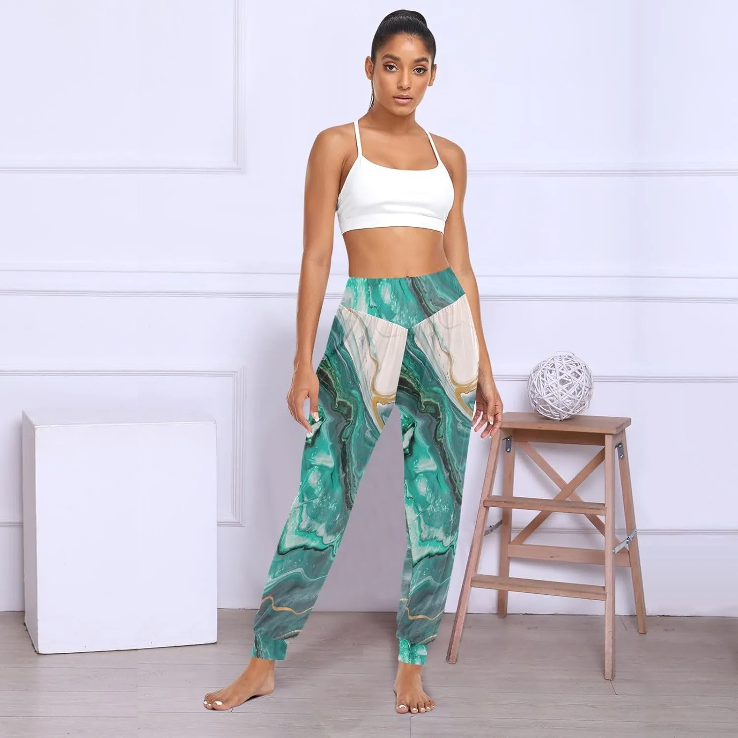 Poeticcity Women Thin Trousers Lounge Harem Sweatpants Yoga Leggings Dance Pants(S-2XL)