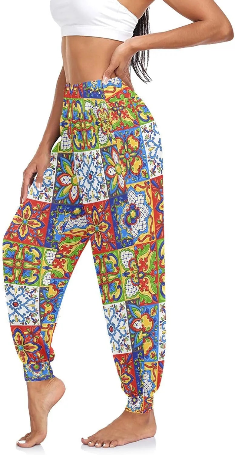Poeticcity Women Thin Trousers Lounge Harem Sweatpants Yoga Leggings Dance Pants(S-2XL)