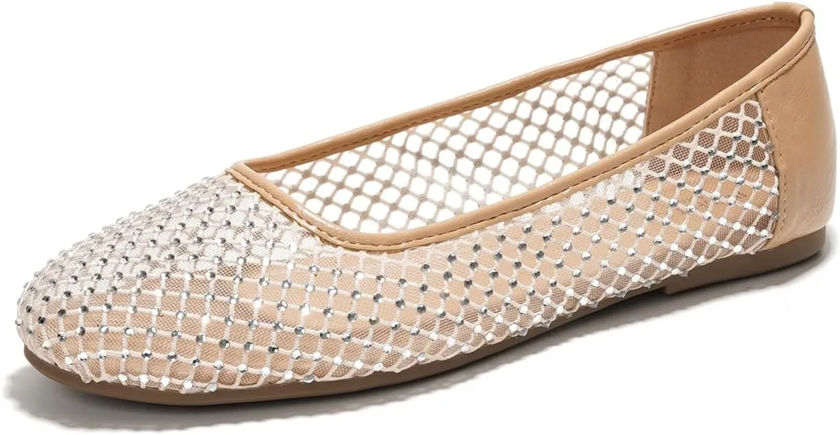 Project Cloud Mesh Womens Flats - Memory Foam Ballet Flats Shoes for Women - Non Slip Ballerina Womens Sneakers - Trendy Slip on Flat Shoes for Women (Ruthie)