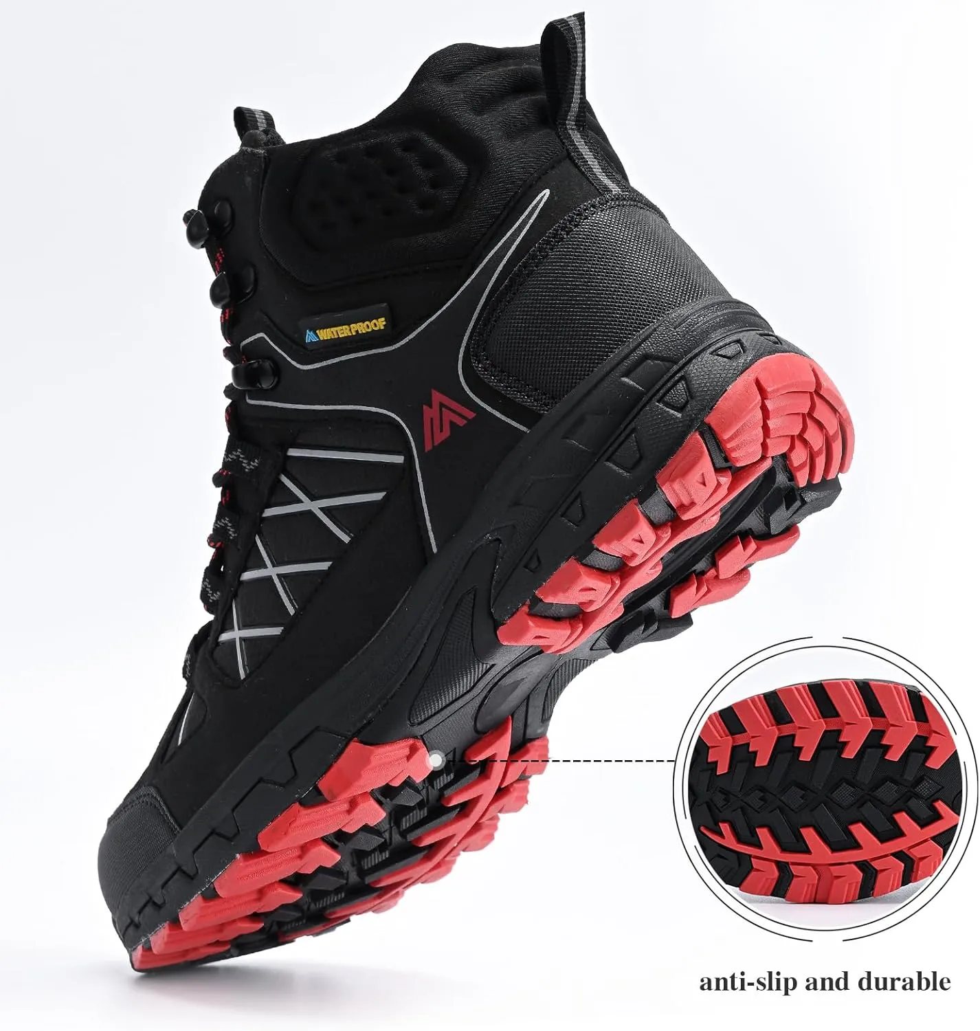 Queday Men's Hiking Boots Waterproof Outdoor Lightweight Trekking Shoes Ankle High Boots