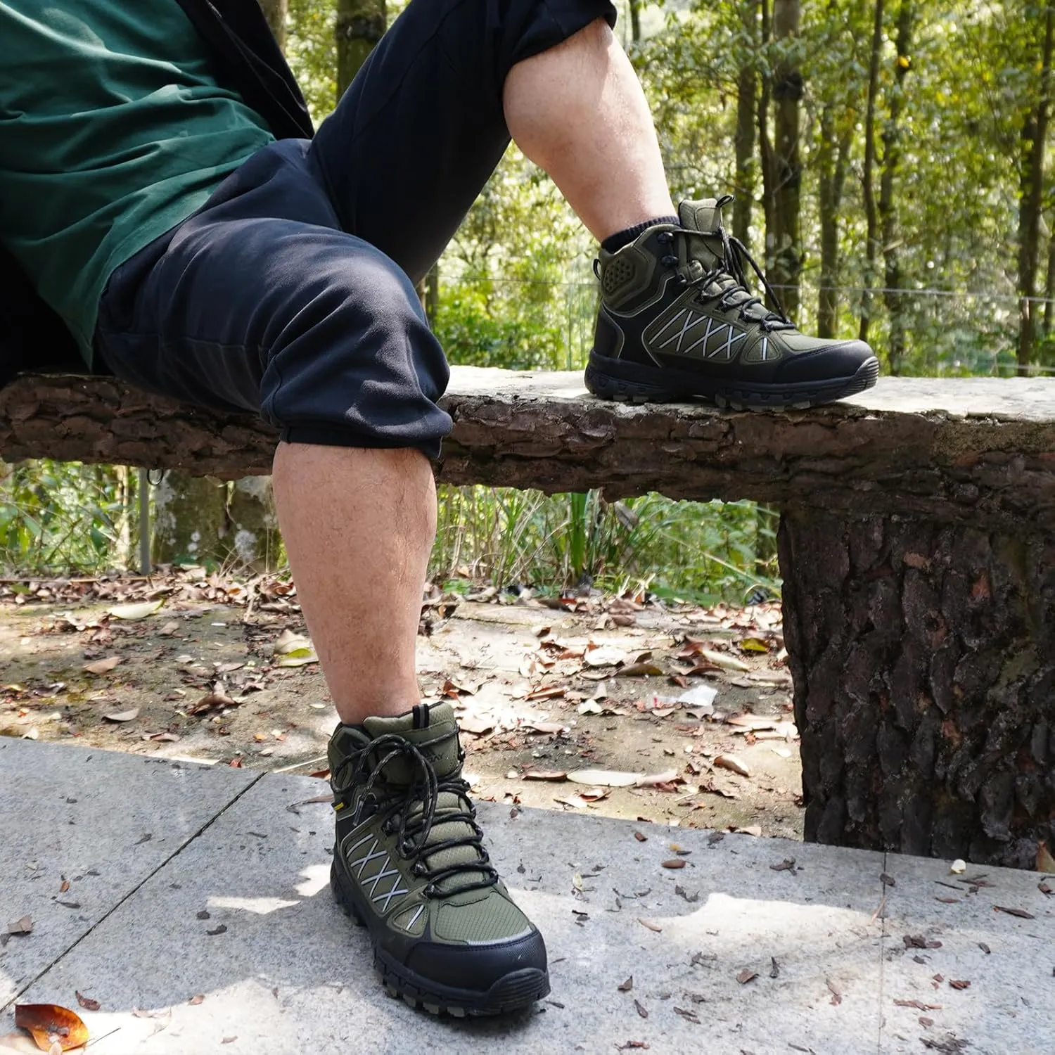 Queday Men's Hiking Boots Waterproof Outdoor Lightweight Trekking Shoes Ankle High Boots