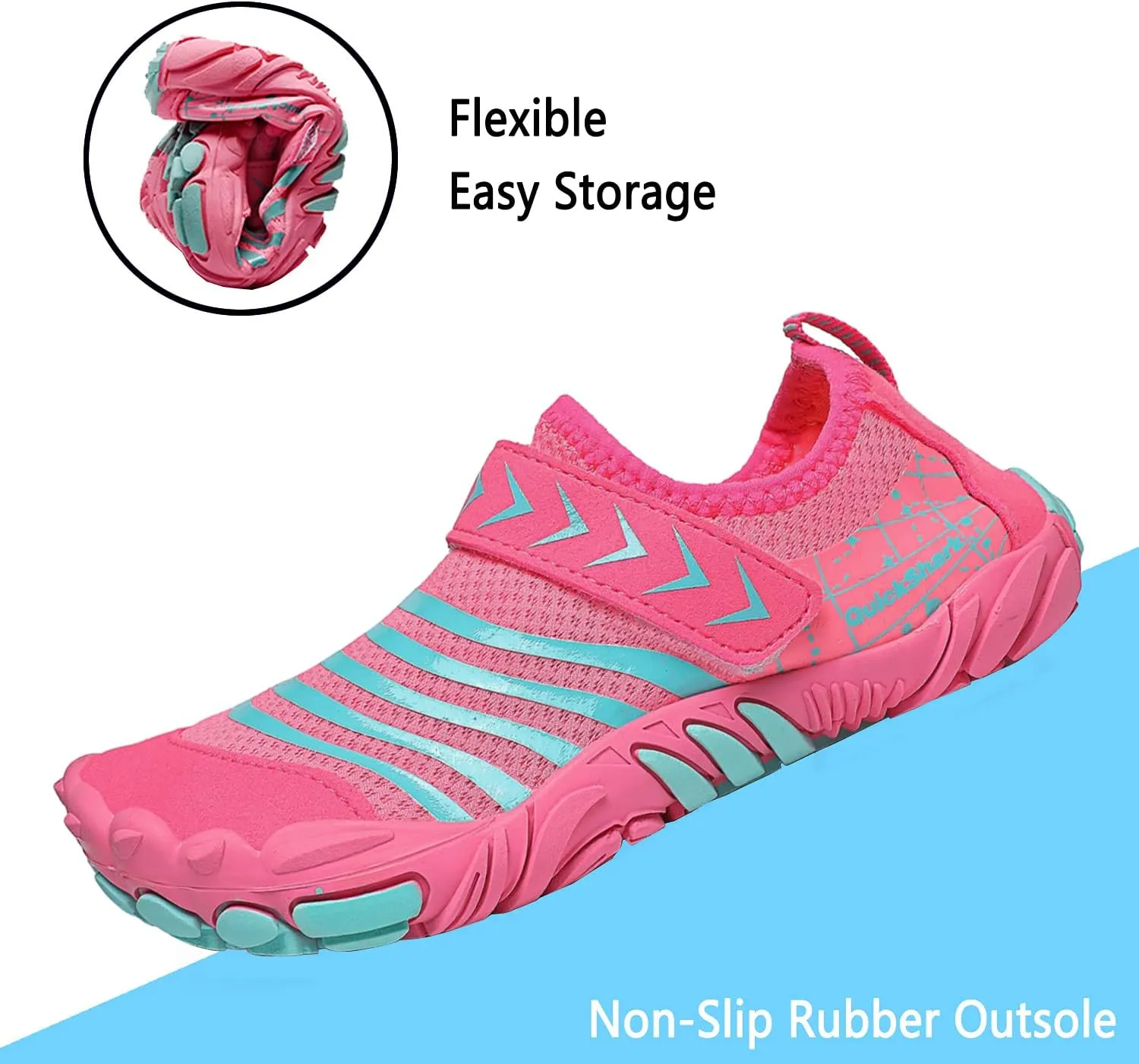 Quickshark Kids Water Shoes Boys Girls Barefoot Aqua Socks Outdoor Indoor Quick Dry Sandals Lightweight Slip On Walking Sneakers for Beach Pool Swim (Little Kid/Big Kid)