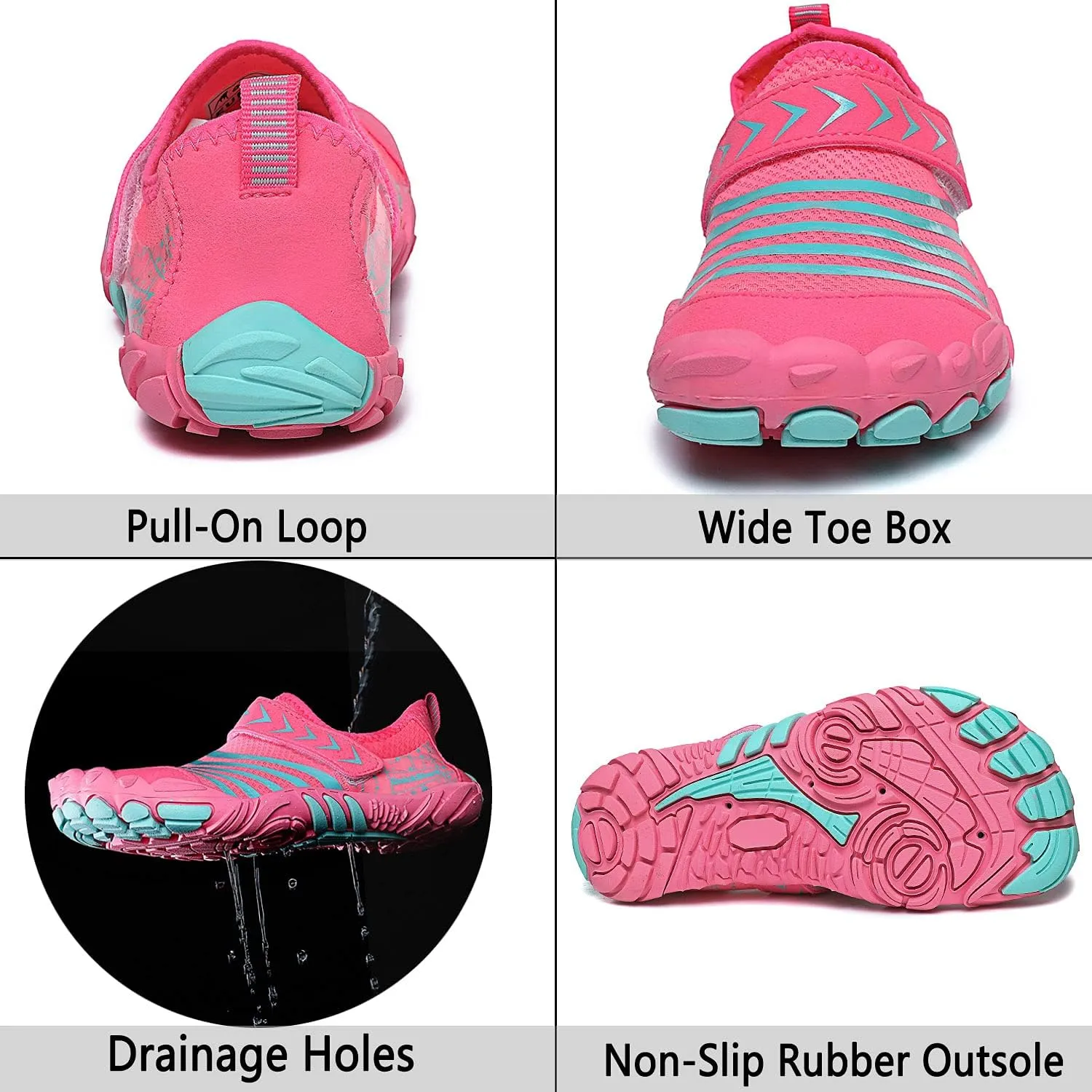 Quickshark Kids Water Shoes Boys Girls Barefoot Aqua Socks Outdoor Indoor Quick Dry Sandals Lightweight Slip On Walking Sneakers for Beach Pool Swim (Little Kid/Big Kid)