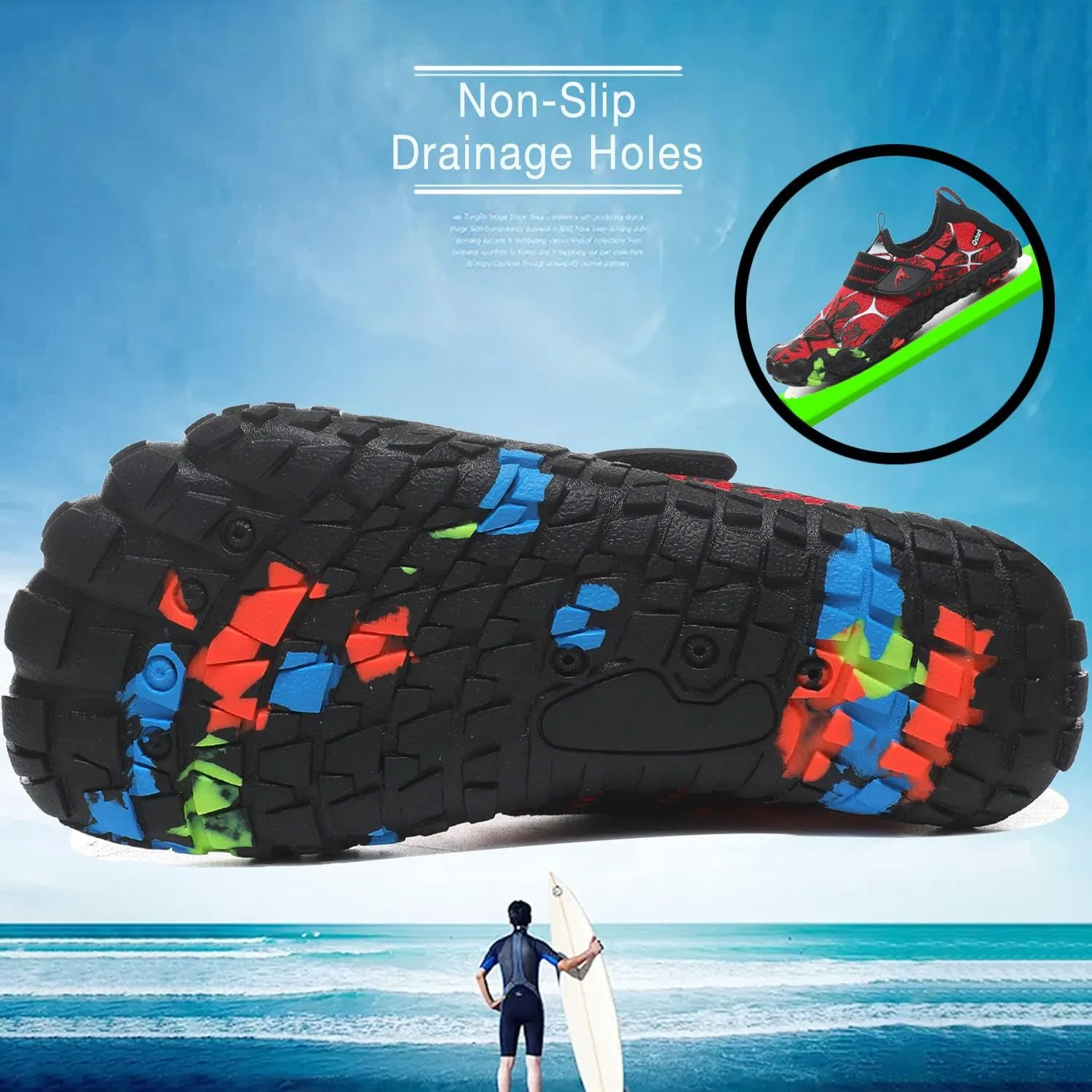 Quickshark Kids Water Shoes Boys Girls Barefoot Aqua Socks Outdoor Indoor Quick Dry Sandals Lightweight Slip On Walking Sneakers for Beach Pool Swim (Little Kid/Big Kid)