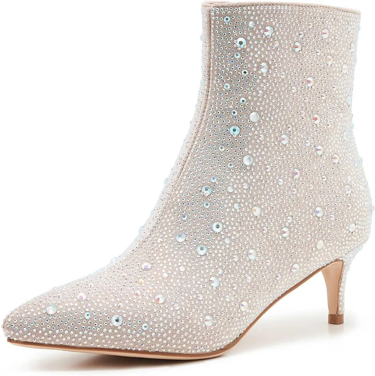 Rhinestone Booties Kitten Heel Sparkle Boots For Women Sequin Bedazzled