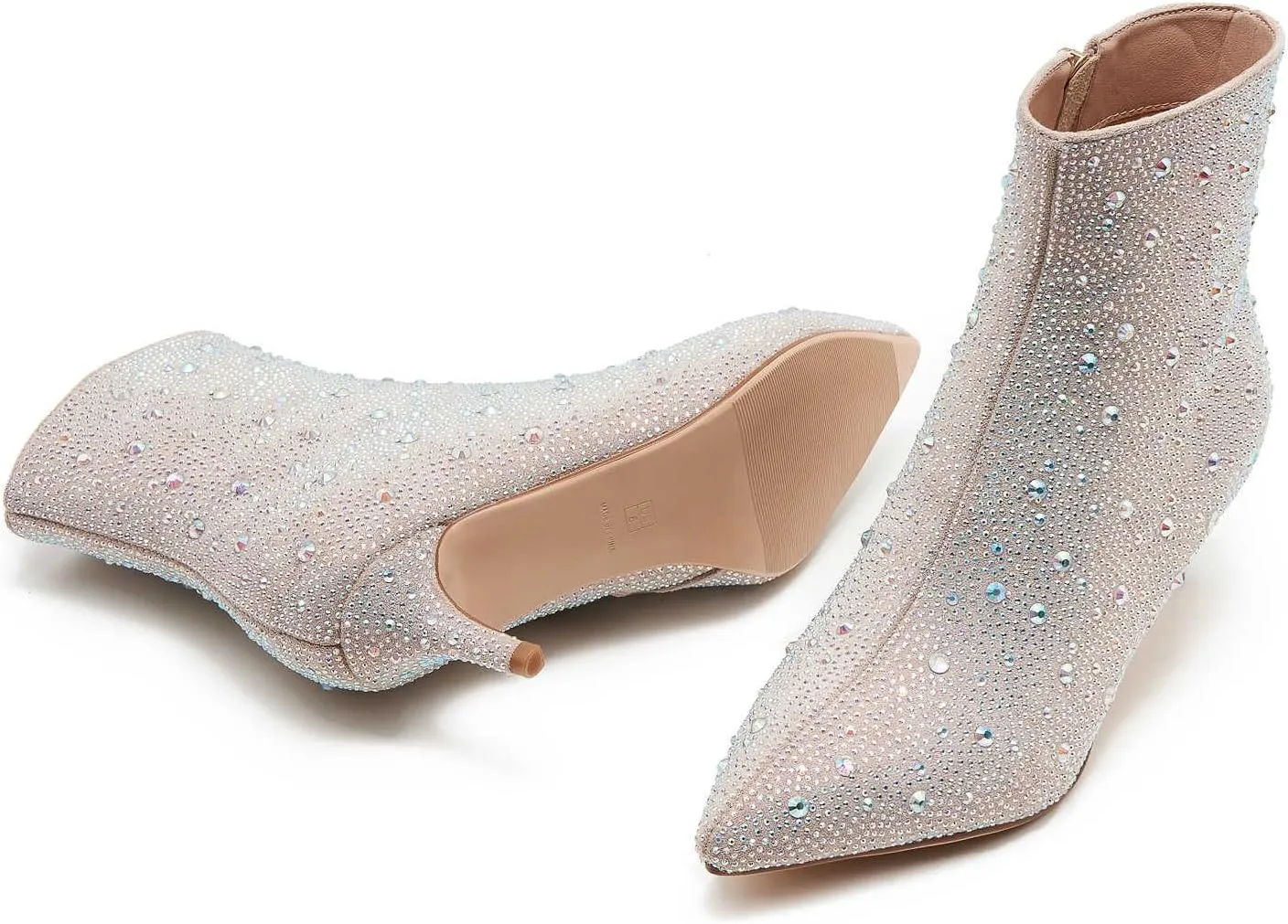 Rhinestone Booties Kitten Heel Sparkle Boots For Women Sequin Bedazzled