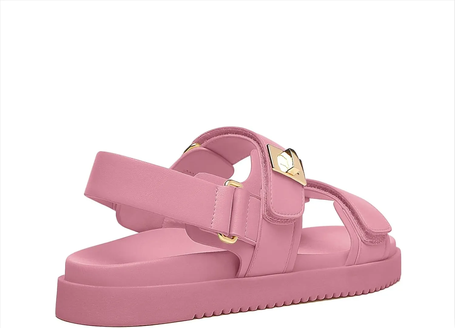 Rihero Women's Flat Sandals Comfort Adjustable Double Strap Slip on Leather Footbed Sandals