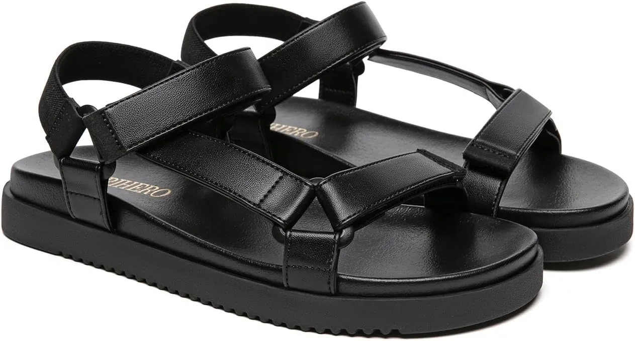 Rihero Women's Flat Sandals Comfortable Open Toe Adjustable Strap Walking Footbed Sandals