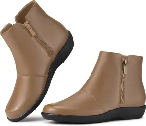 Rollda Women's Ankle Boots Low Heel Ankle Booties Side Zipper Short Boots for Women