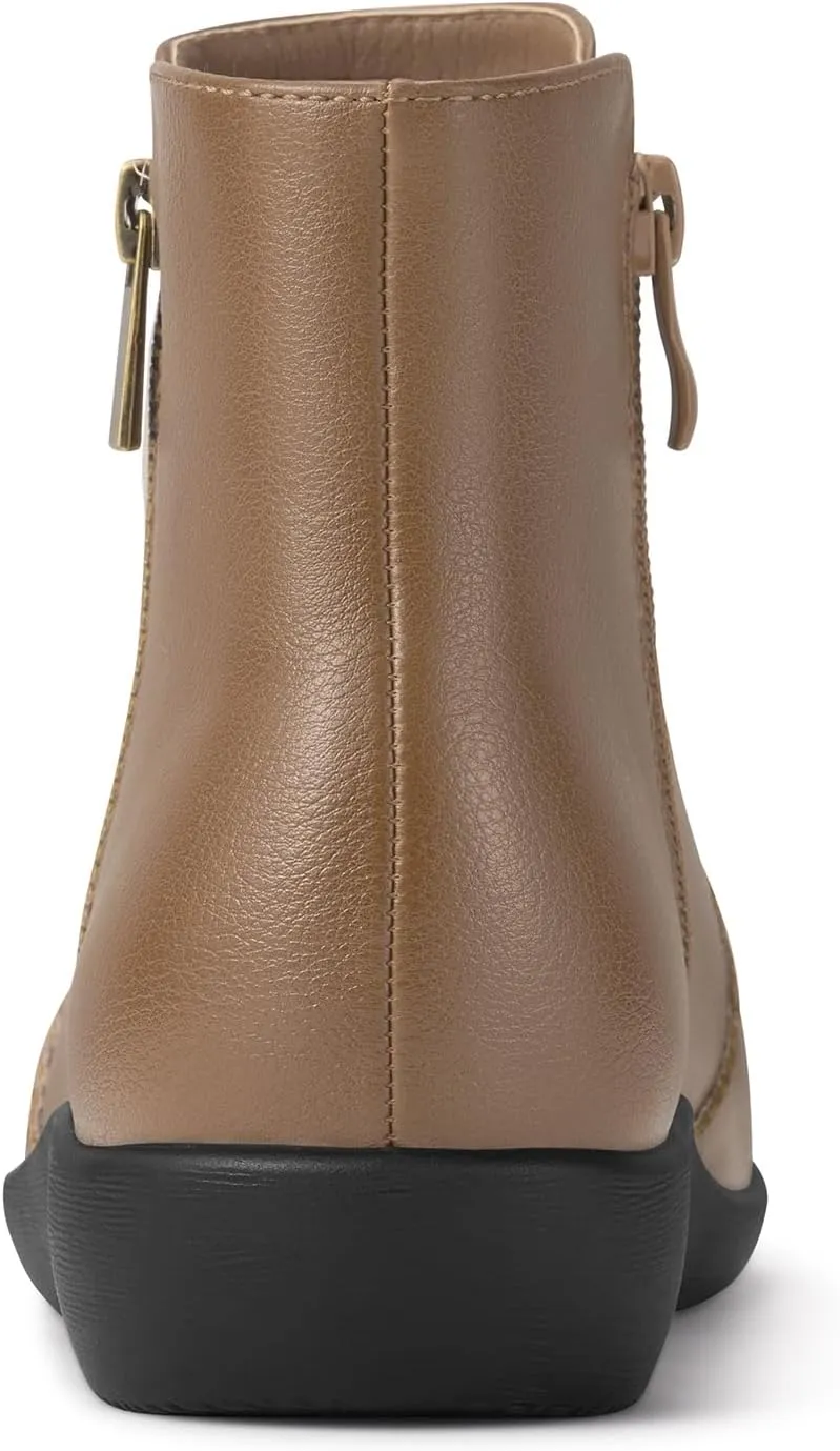 Rollda Women's Ankle Boots Low Heel Ankle Booties Side Zipper Short Boots for Women