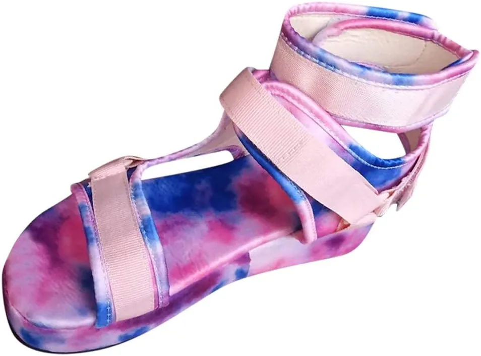 Sandals for Women Wide Width,Open Toe Crystal Ankle Strap Platform Casual Summer Espadrilles Flatform Wedge Sandals