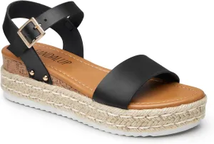 SANDALUP Platform Sandals Women Buckle Open Toe Ankle Strap Women's Platform Wedge synthetic Sandals Espadrilles Shoes