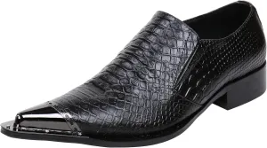 Santimon Loafers Pointed Toe Western Embroidery Leather Dress Men Shoes