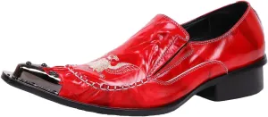 Santimon Loafers Pointed Toe Western Embroidery Leather Dress Men Shoes