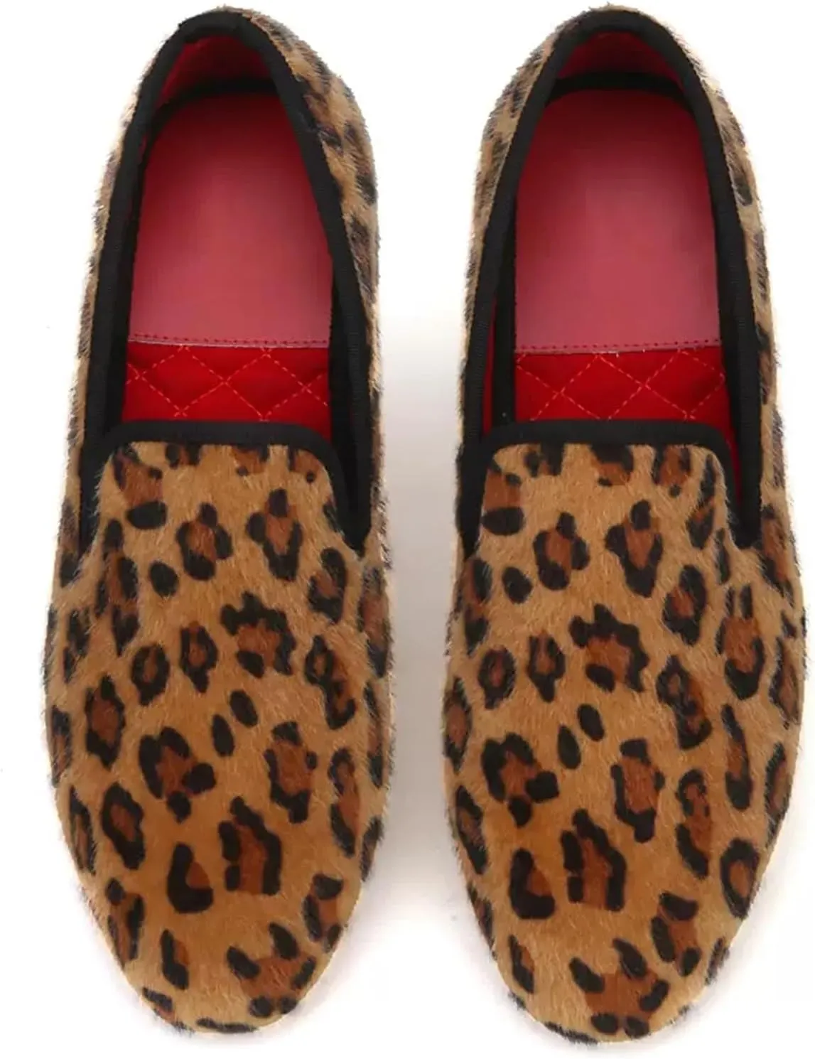Santimon Mens Loafers Casual Dress Velvet Slip On Penny Loafers Fashion Wedding Tuxedo Formal Business Luxury Leopard Texture Two Tone Prom Shoes Smoking Party Disco Suede Moccasins for Men