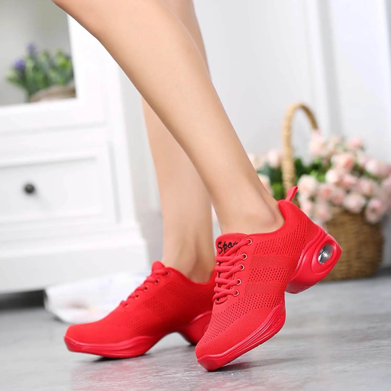 SECHRITE Womens Mens Jazz Dance Sneakers Lace Up Split Sole Dance Shoes