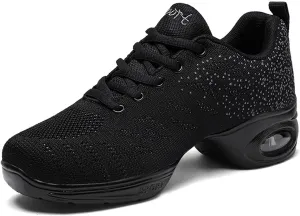 SECHRITE Womens Mens Jazz Dance Sneakers Lace Up Split Sole Dance Shoes