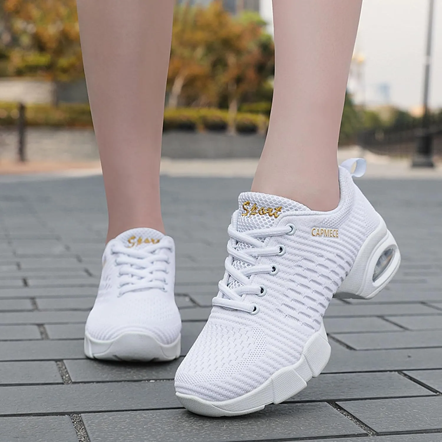 SECHRITE Womens Mens Jazz Dance Sneakers Lace Up Split Sole Dance Shoes