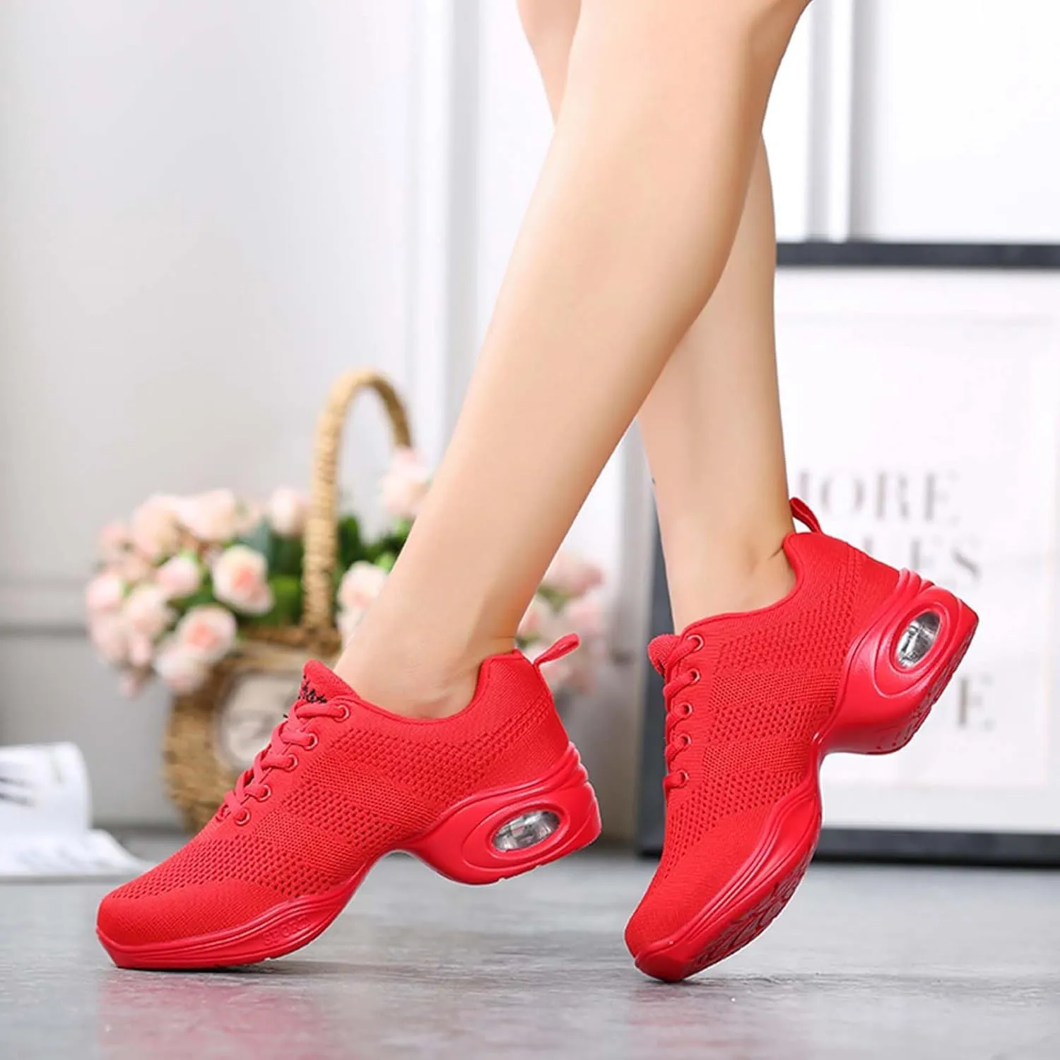 SECHRITE Womens Mens Jazz Dance Sneakers Lace Up Split Sole Dance Shoes