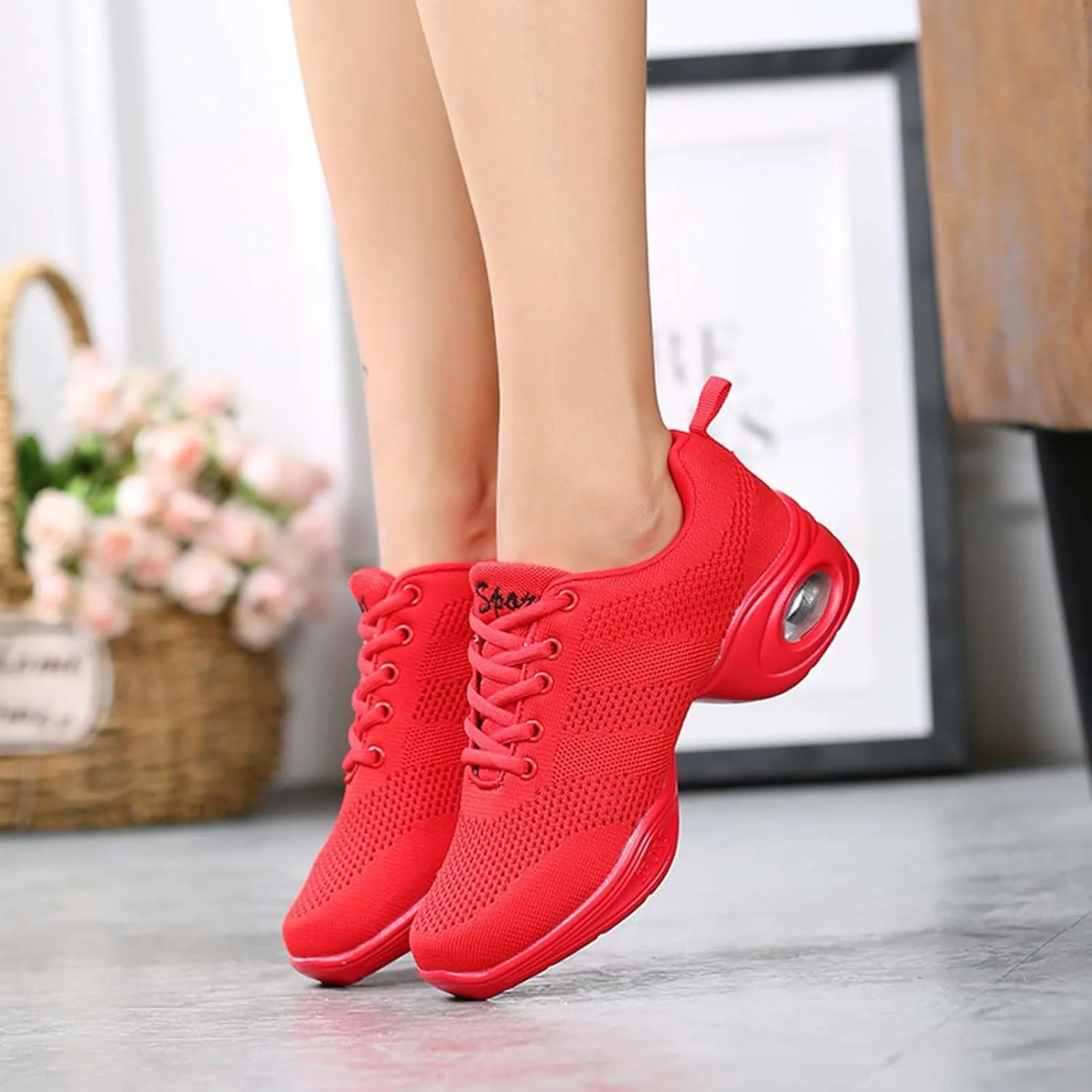 SECHRITE Womens Mens Jazz Dance Sneakers Lace Up Split Sole Dance Shoes