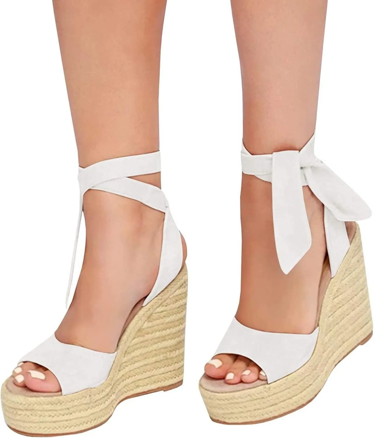 SERAIH Womens Lace up Espadrilles Platform Wedges Sandals Heels Tie Ankle Strap Summer Dress Shoes