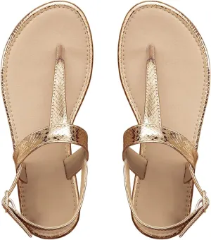 SHENHE Women's Flat Thong Sandals T Strap Adjustable Ankle Buckle Summer Sandals