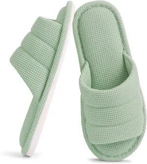 shevalues Summer House Slippers for Women Men Breathable Waffle Indoor Slippers Slip-on Open Toe Home Shoes