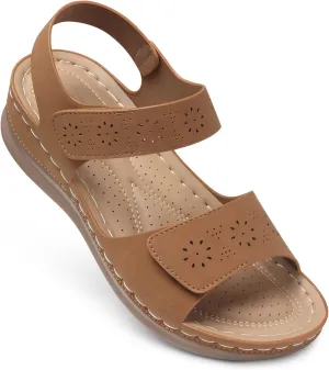 SHIBEVER Flat Sandals for Women Dressy: Comfortable Flats Sandals Women Open Toe Ankle Strap Walking Shoes Summer