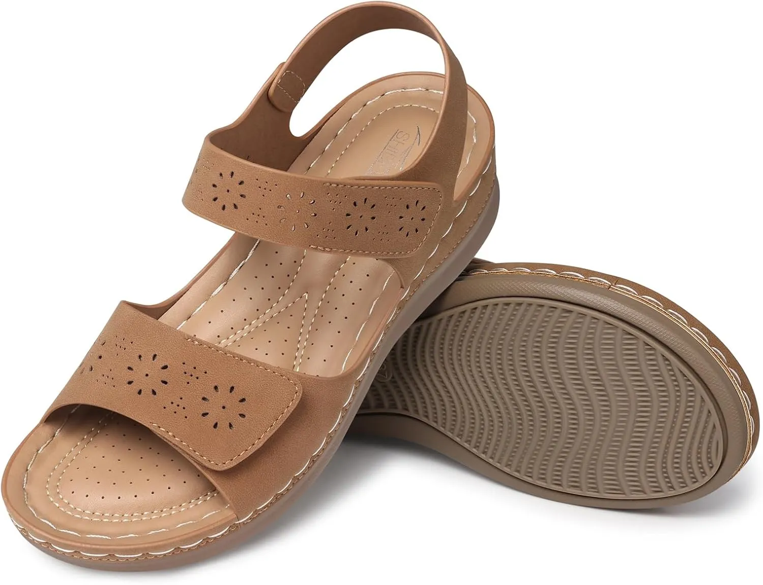 SHIBEVER Flat Sandals for Women Dressy: Comfortable Flats Sandals Women Open Toe Ankle Strap Walking Shoes Summer