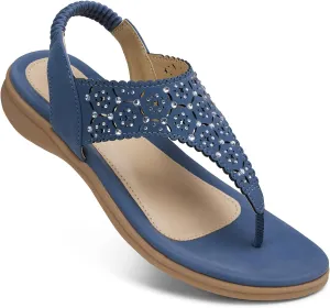 SHIBEVER Flat Sandals For Women Dressy: Comfortable Summer - Soft Rhinestone Flats Sandal