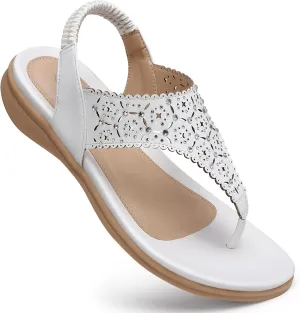 SHIBEVER Flat Sandals For Women Dressy: Comfortable Summer - Soft Rhinestone Flats Sandal