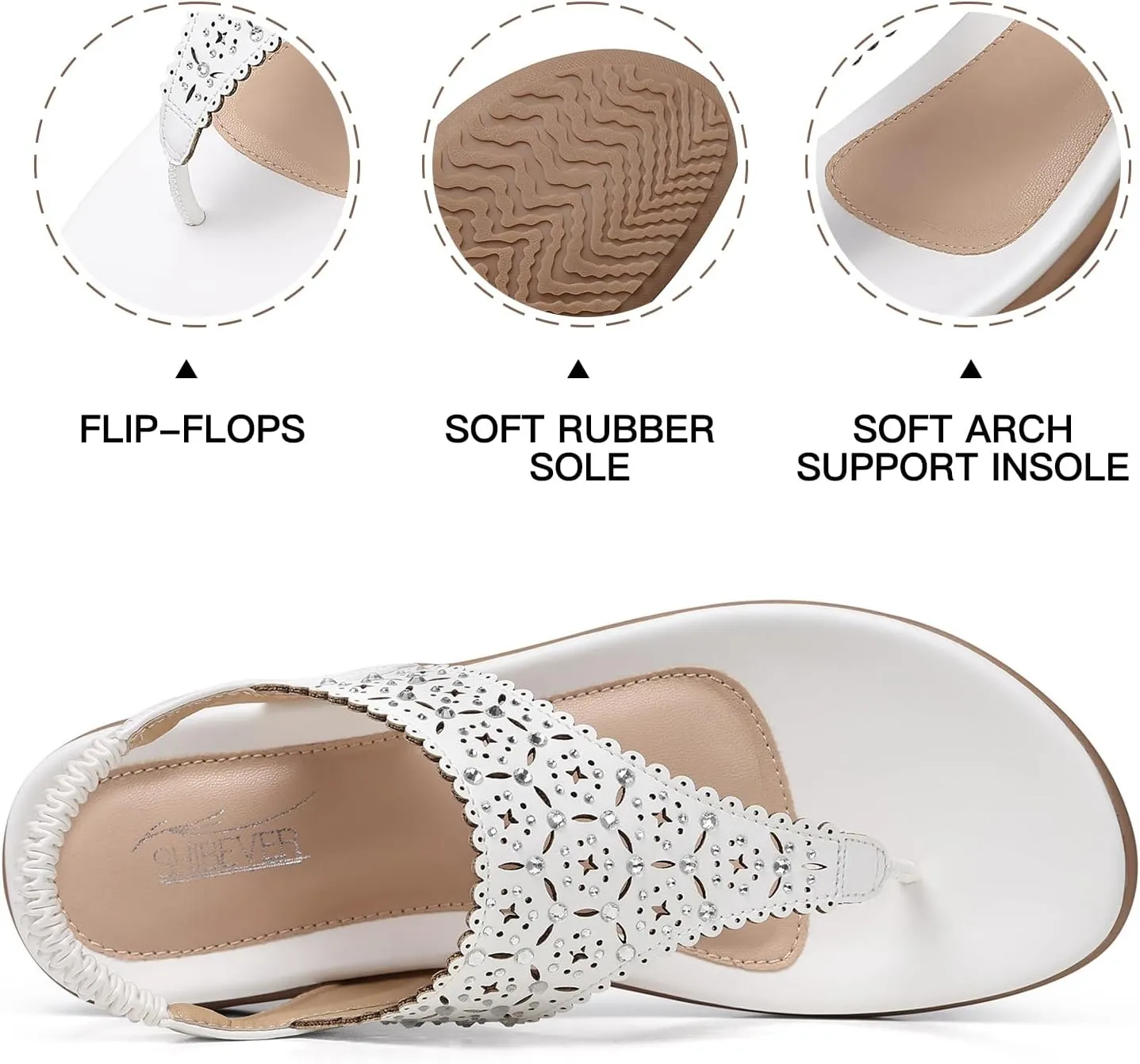 SHIBEVER Flat Sandals For Women Dressy: Comfortable Summer - Soft Rhinestone Flats Sandal
