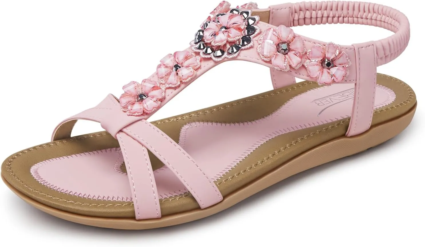 SHIBEVER Flat Sandals for Women Dressy: Summer Comfortable Ankle Strap Womens Sandal