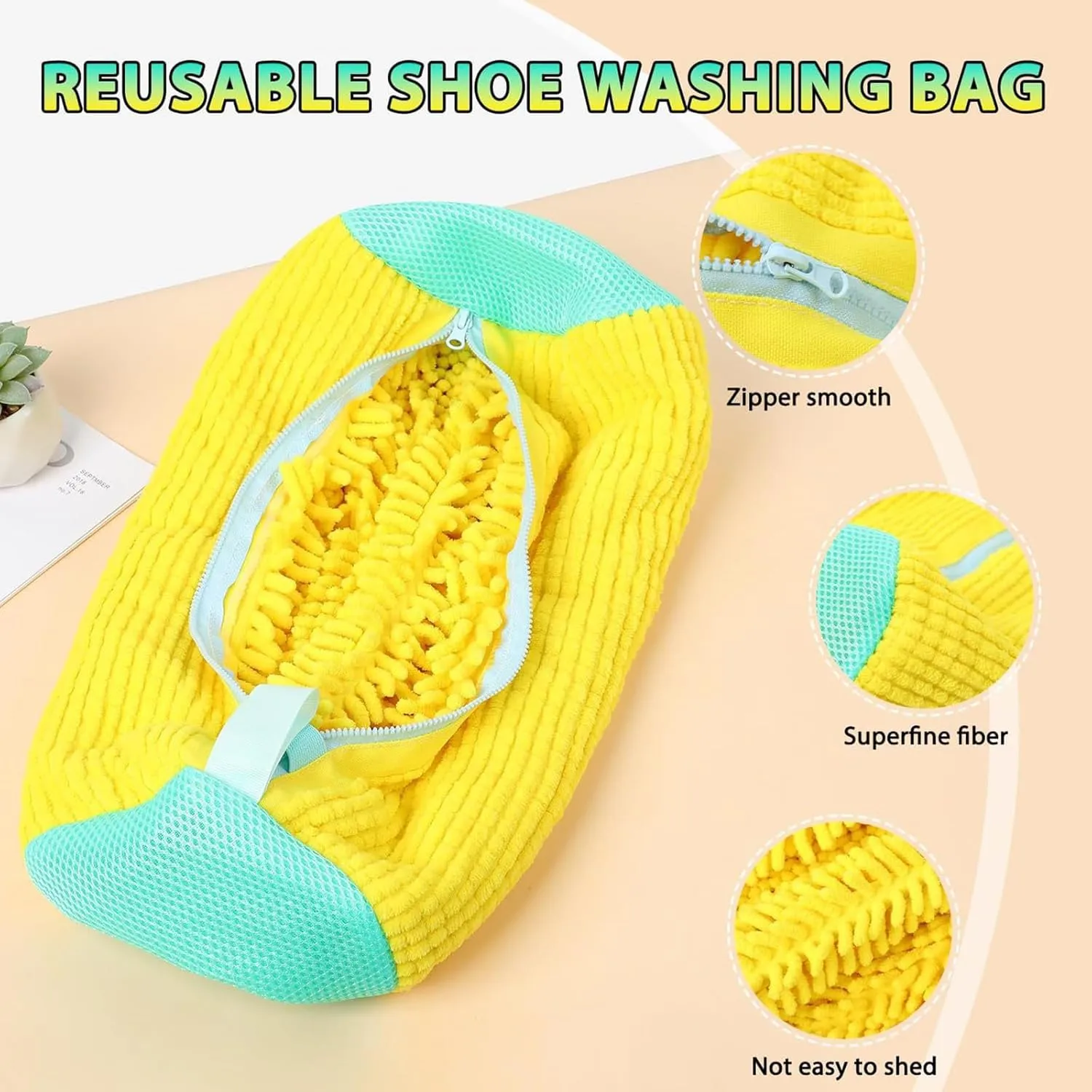 Shoe Washing Machine Bag, Large Shoe Bags Washing, Unbloo Laundry Shoe Bag, Unstain Sneaker Tennis Shoe Washing Bag, Shoe Laundry Cleaning Bag Washer (Yellow)