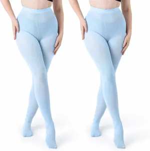 Silky Toes Women's Opaque Tights 1 or 2 Pairs -Black White And Colored Tights for Women