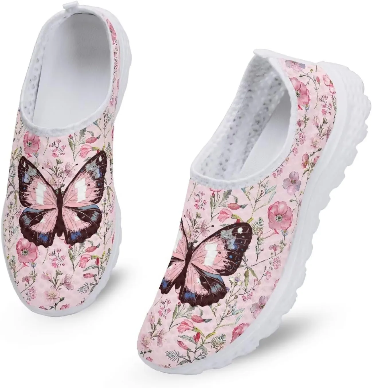Slip On Walking Shoes for Womens Breathable Running Tennis Sneakers Comfort Anti-Slip Athletic Shoe for Travel Size 5.5-11.5 White Sole
