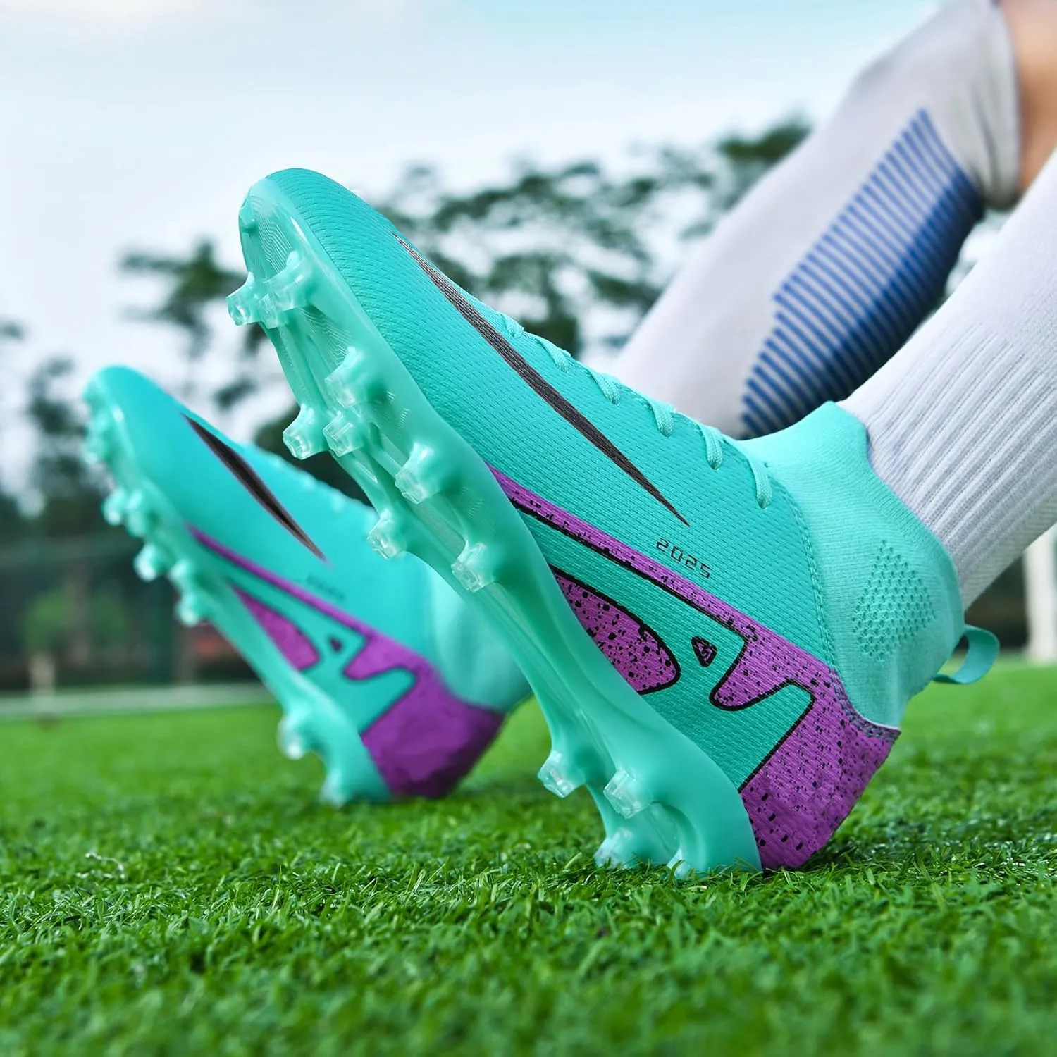 Soccer Cleats for Mens Womens Indoor Soccer Shoes Unisex Baseball Turf Shoes Youth Rugby Shoes Adult AG FG TF Football Boots Wide Training Sneaker