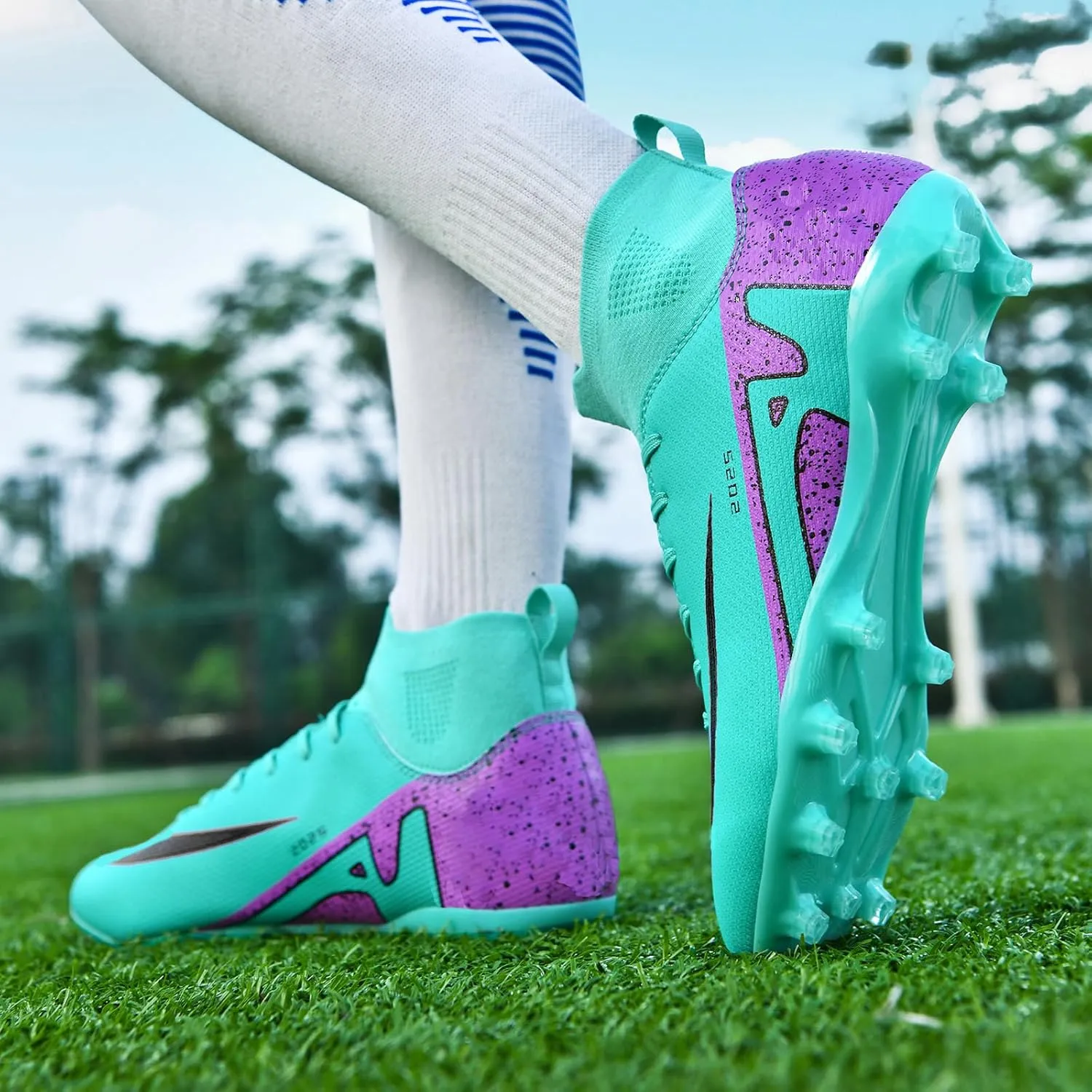 Soccer Cleats for Mens Womens Indoor Soccer Shoes Unisex Baseball Turf Shoes Youth Rugby Shoes Adult AG FG TF Football Boots Wide Training Sneaker