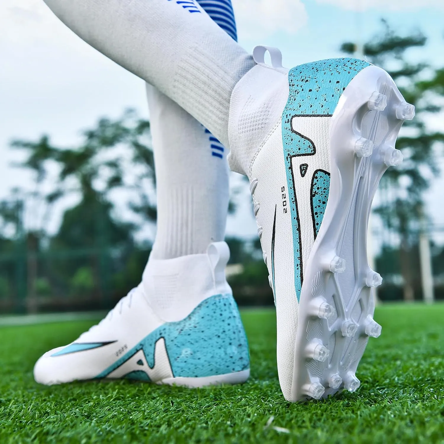 Soccer Cleats for Mens Womens Indoor Soccer Shoes Unisex Baseball Turf Shoes Youth Rugby Shoes Adult AG FG TF Football Boots Wide Training Sneaker