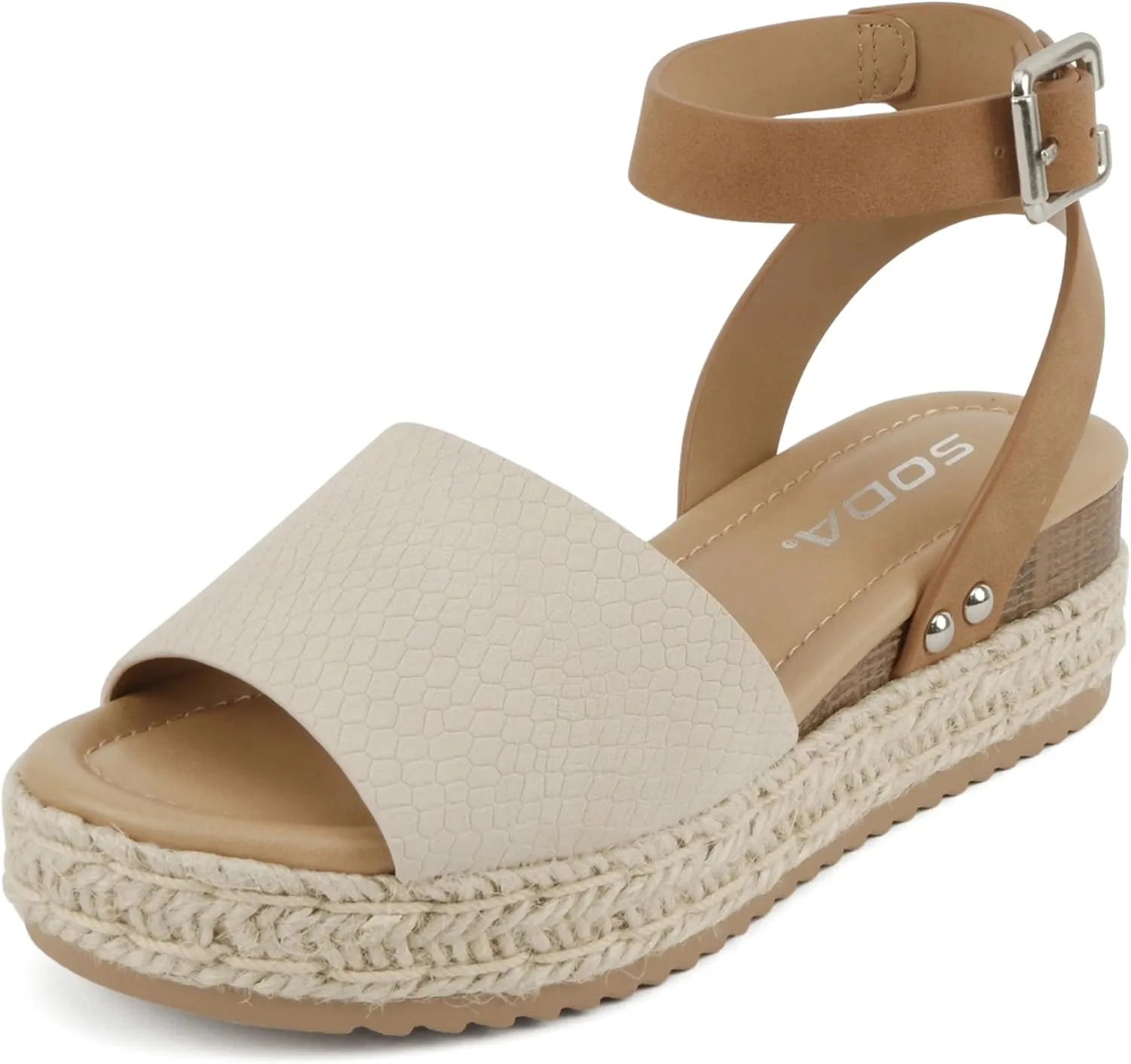 SODA Clip Womens Casual Espadrilles Trim Flatform Studded Wedge