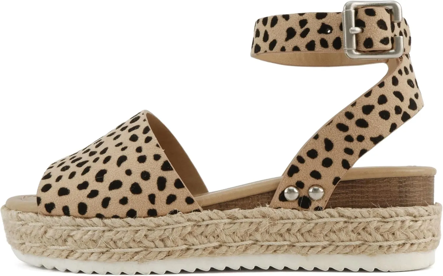 SODA Clip Womens Casual Espadrilles Trim Flatform Studded Wedge