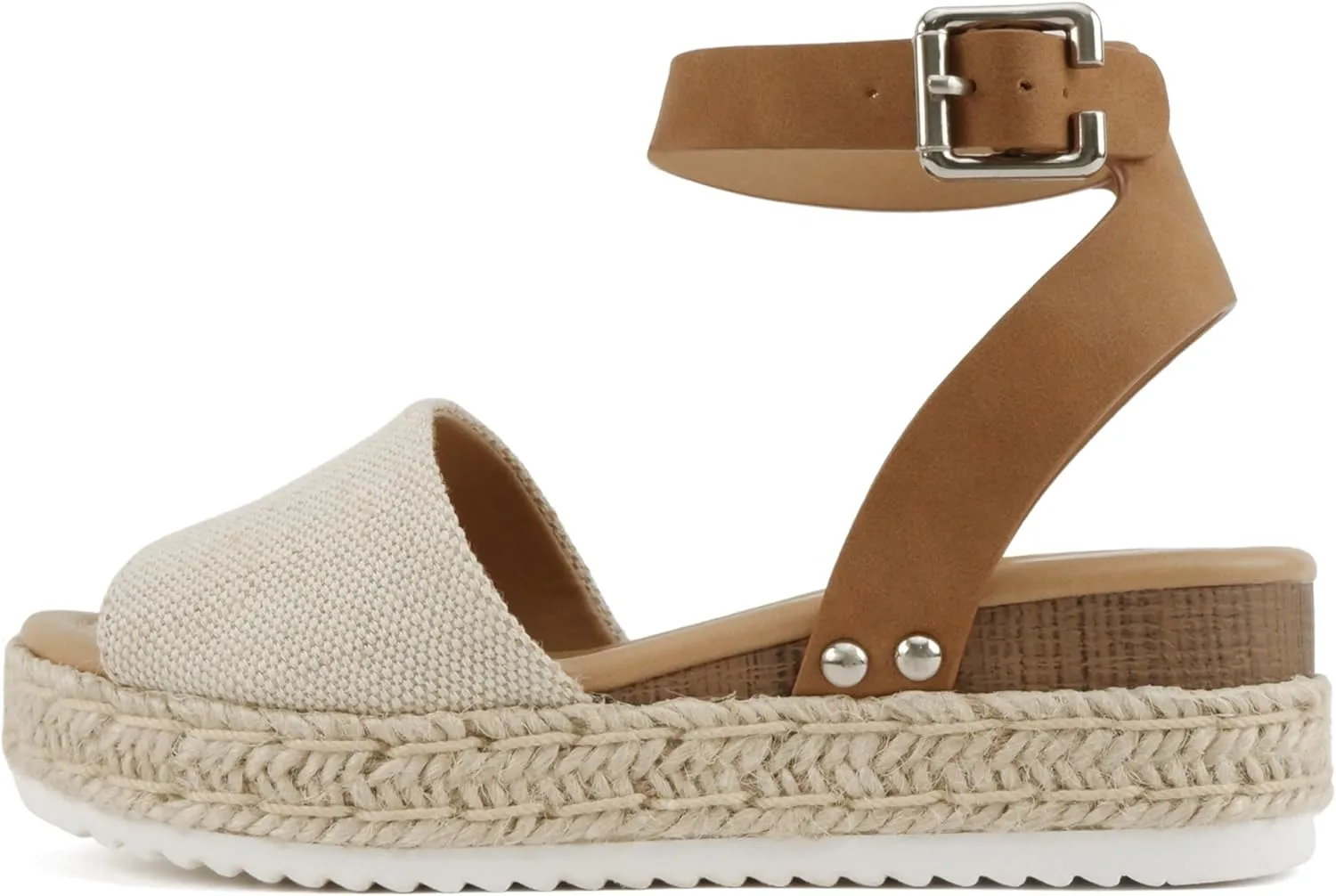 SODA Clip Womens Casual Espadrilles Trim Flatform Studded Wedge