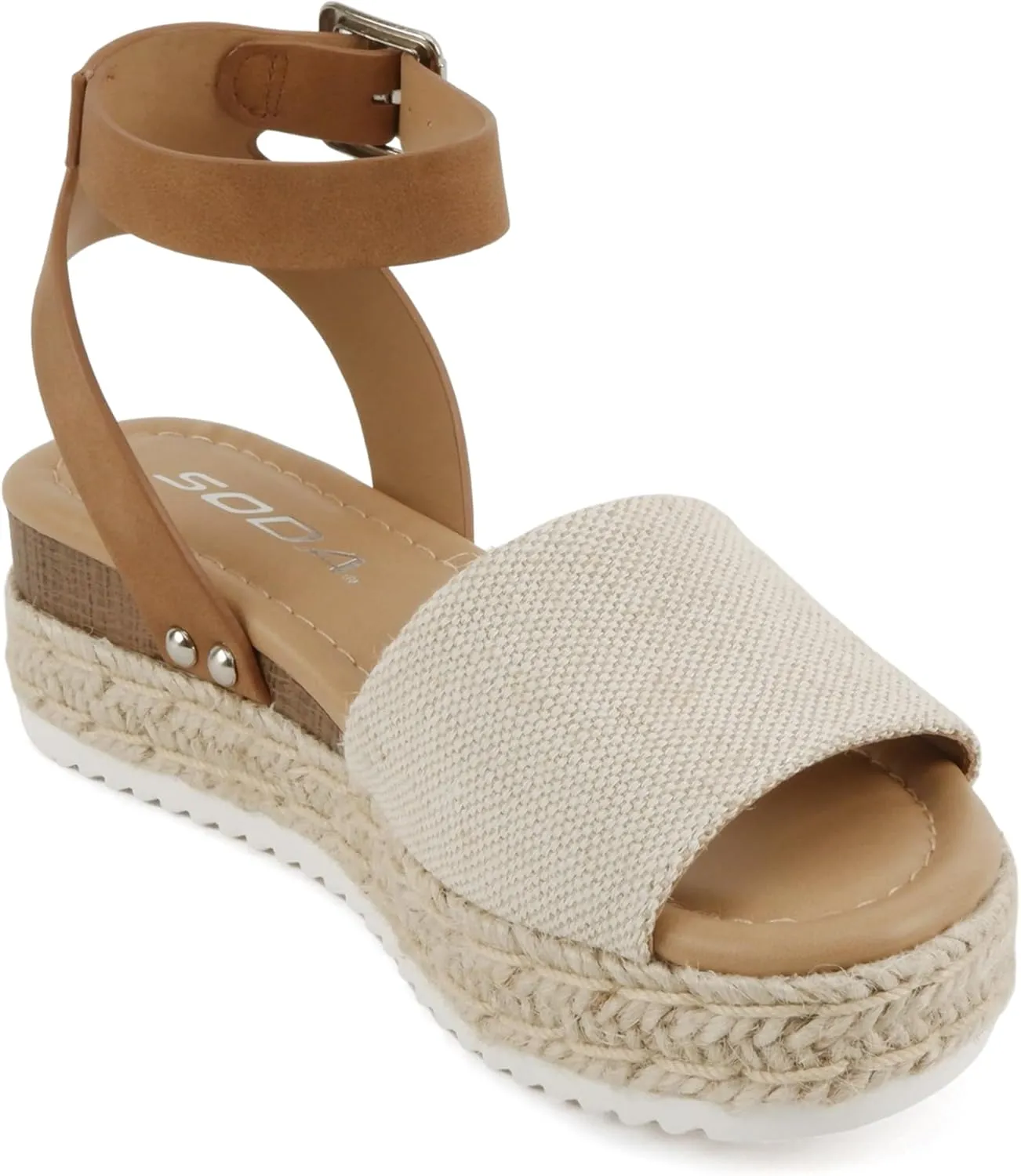 SODA Clip Womens Casual Espadrilles Trim Flatform Studded Wedge