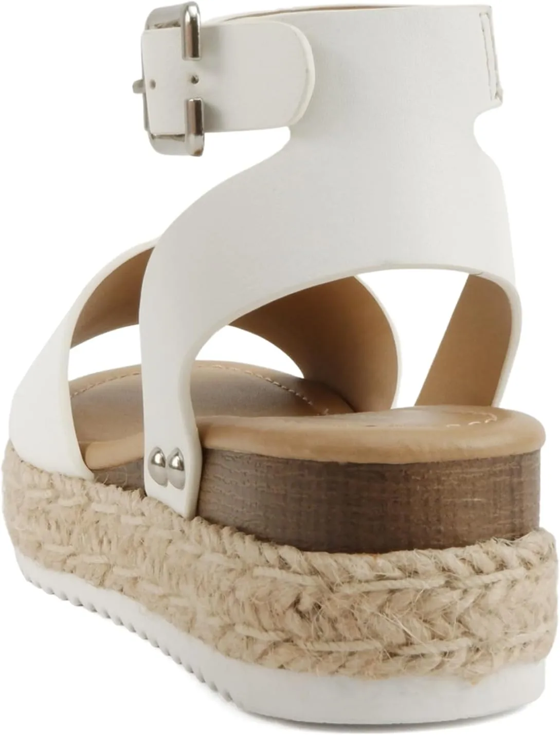 SODA Clip Womens Casual Espadrilles Trim Flatform Studded Wedge