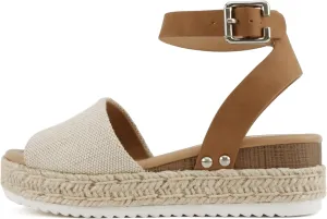 SODA Clip Womens Casual Espadrilles Trim Flatform Studded Wedge