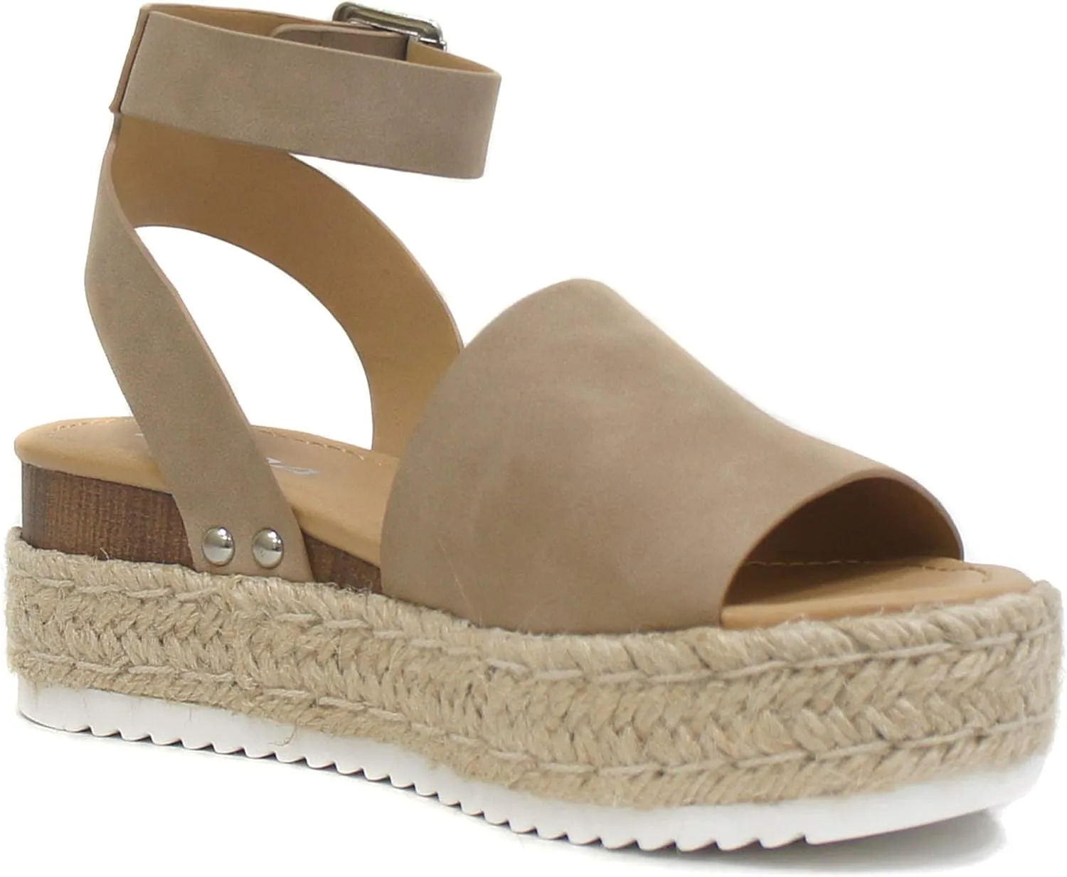SODA Clip Womens Casual Espadrilles Trim Flatform Studded Wedge
