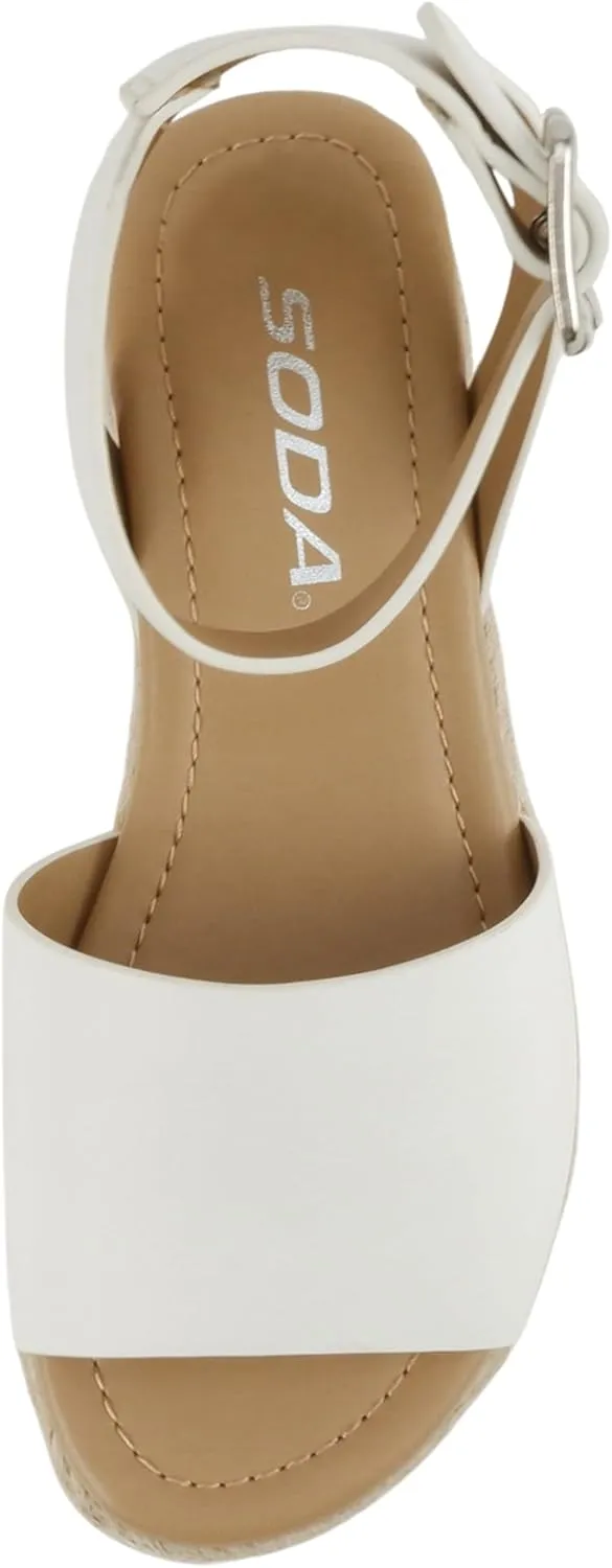 SODA Clip Womens Casual Espadrilles Trim Flatform Studded Wedge