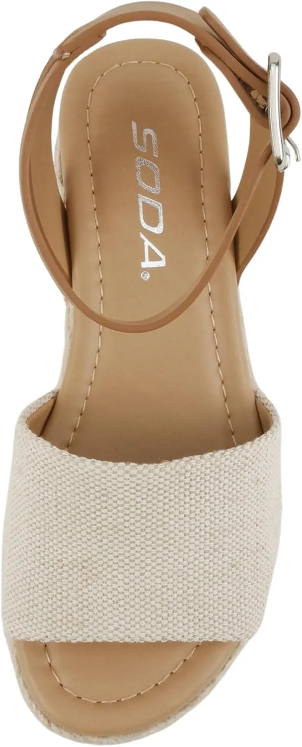 SODA Clip Womens Casual Espadrilles Trim Flatform Studded Wedge