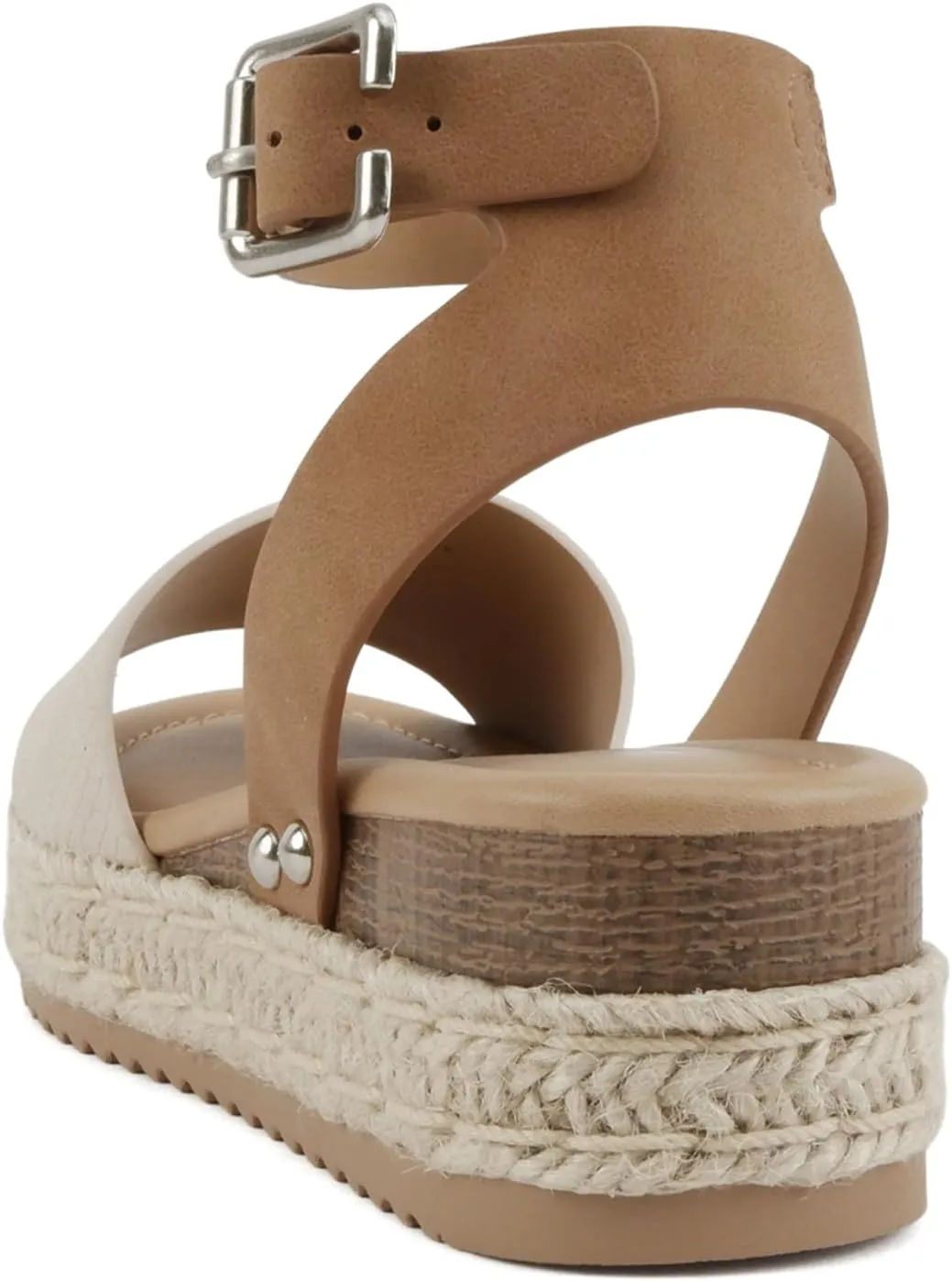 SODA Clip Womens Casual Espadrilles Trim Flatform Studded Wedge
